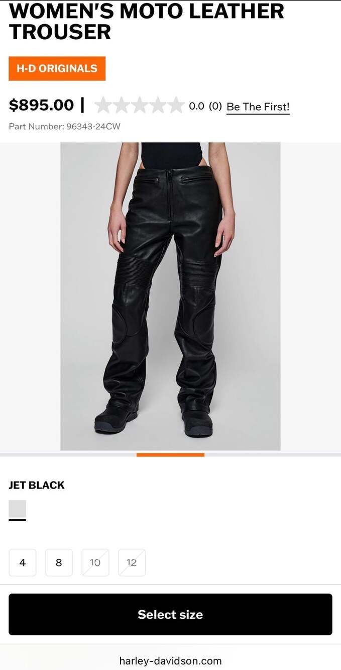 Woman’s Vanson Leathers Motorcycle Racing Leather Pants Black